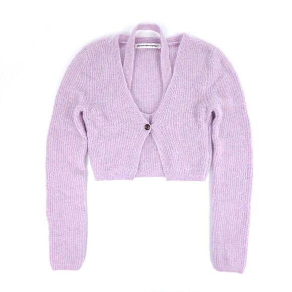 NEW Alexander Wang Twinset Halter Cardigan Pullover Lavender Frost Alpaca Knit - Picture 1 of 8